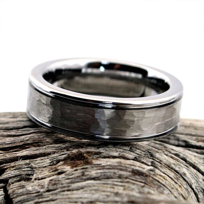 Skinny Hammered Titanium Wedding Ring