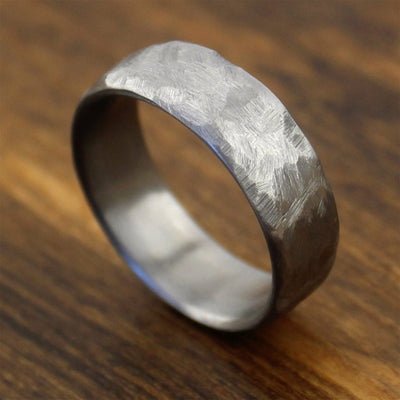 The Fjord Thorum Hammered Titanium Wedding Ring