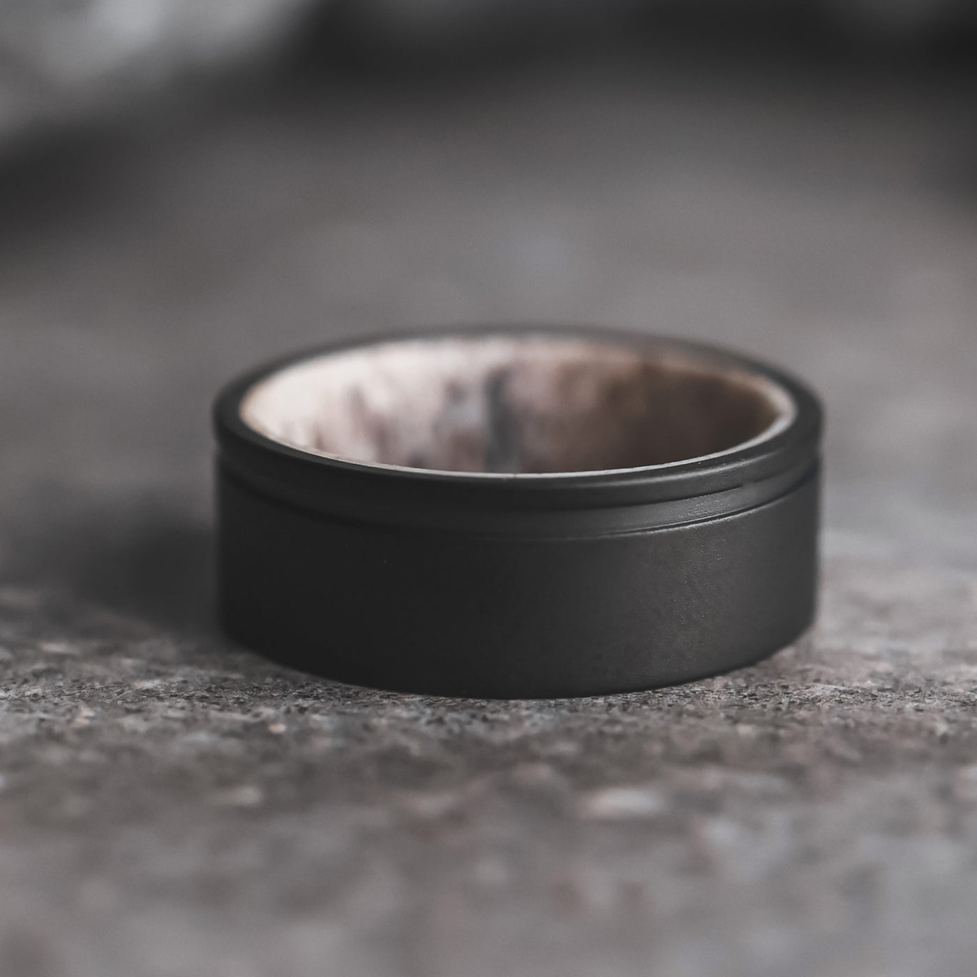 Matte Black Antler Wedding Ring