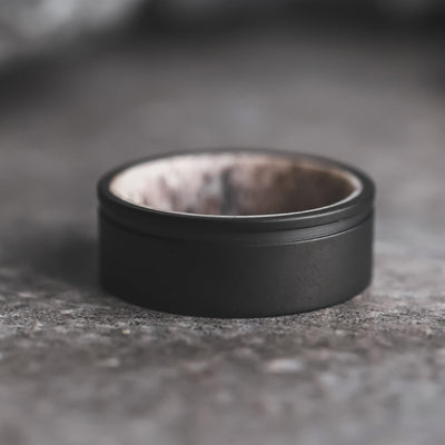 Matte Black Antler Wedding Ring