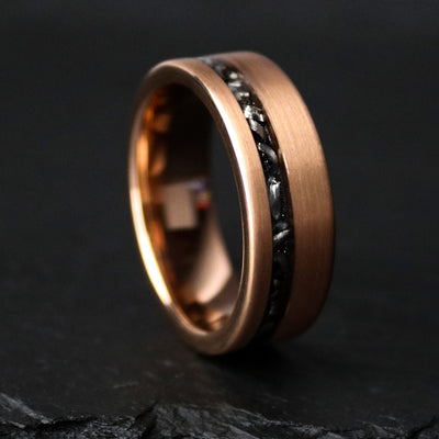 Mens Womens Meteorite Gibeon Band Ring Gift Idea Set