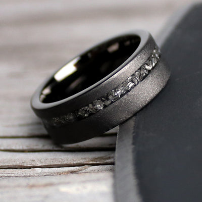 Black Meteorite Wedding Band From Thorum