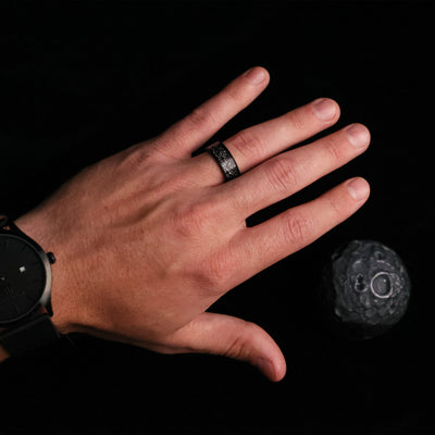 The Asteroid Meteorite Ring on a Men's Hand