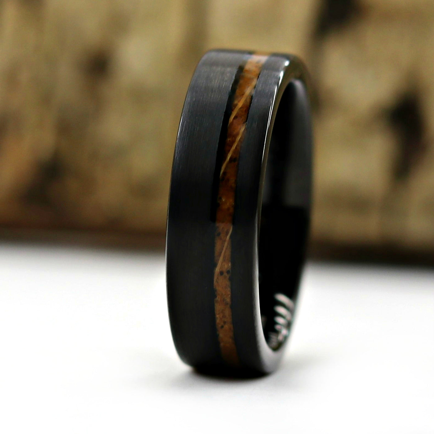 Black Whiskey Barrel Wood Ring
