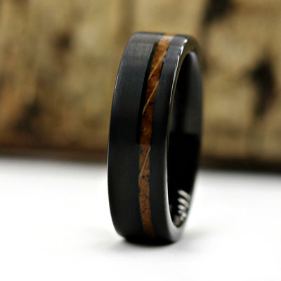 Black Whiskey Barrel Wood Ring