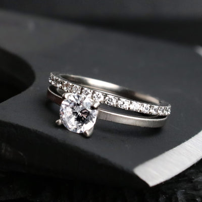 Matching CZ Engagement Ring and Wedding Band