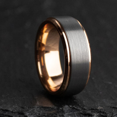 Rose Gold Brushed Tungsten Wedding Ring