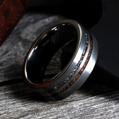 Brushed Tungsten Meteorite 8mm Wedding Ring