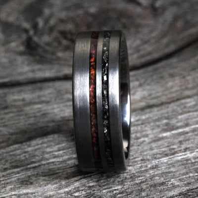 Unique Meteorite Dinosaur Bone Wedding Ring