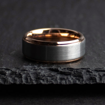 8mm Rose Gold and Tungsten Wedding Band