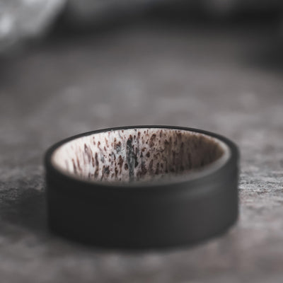 Black Deer Antler Wedding Ring