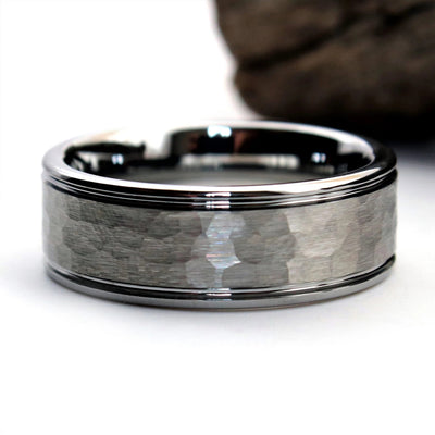 8mm Hammered Titanium Wedding Ring