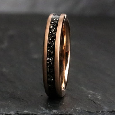 Meteorite And Rose Gold Womens Ring