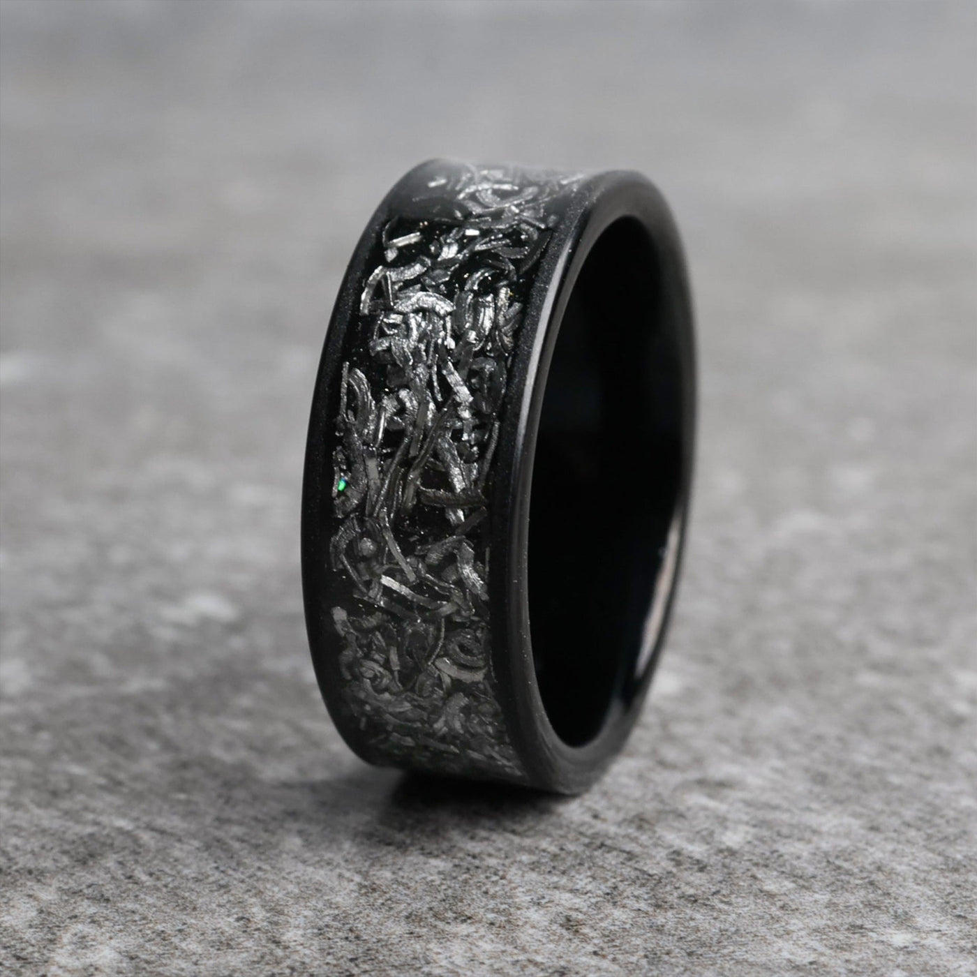 Black Glossy Meteorite Ring