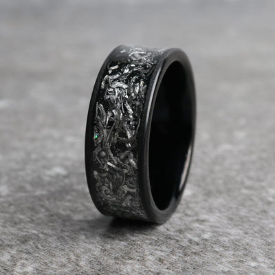 Black Glossy Meteorite Ring