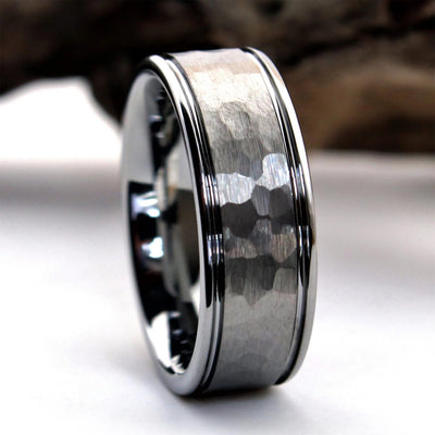8mm Hammered Titanium Wedding Band