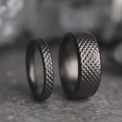 Gunmetal Grey Knurled Wedding Rings
