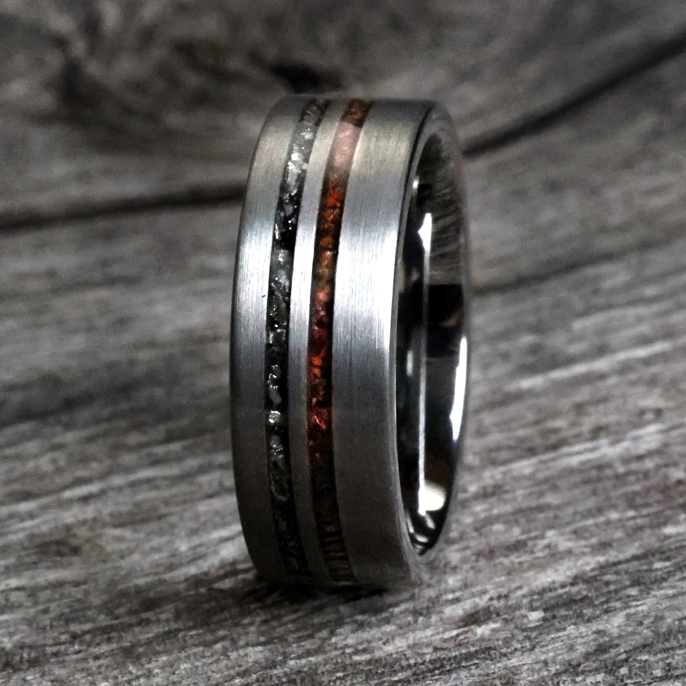 Meteorite Dinosaur Bone Wedding Ring