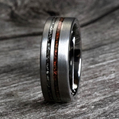 Meteorite Dinosaur Bone Wedding Ring