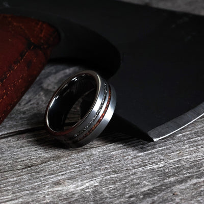 Brushed Tungsten Meteorite Wedding Ring