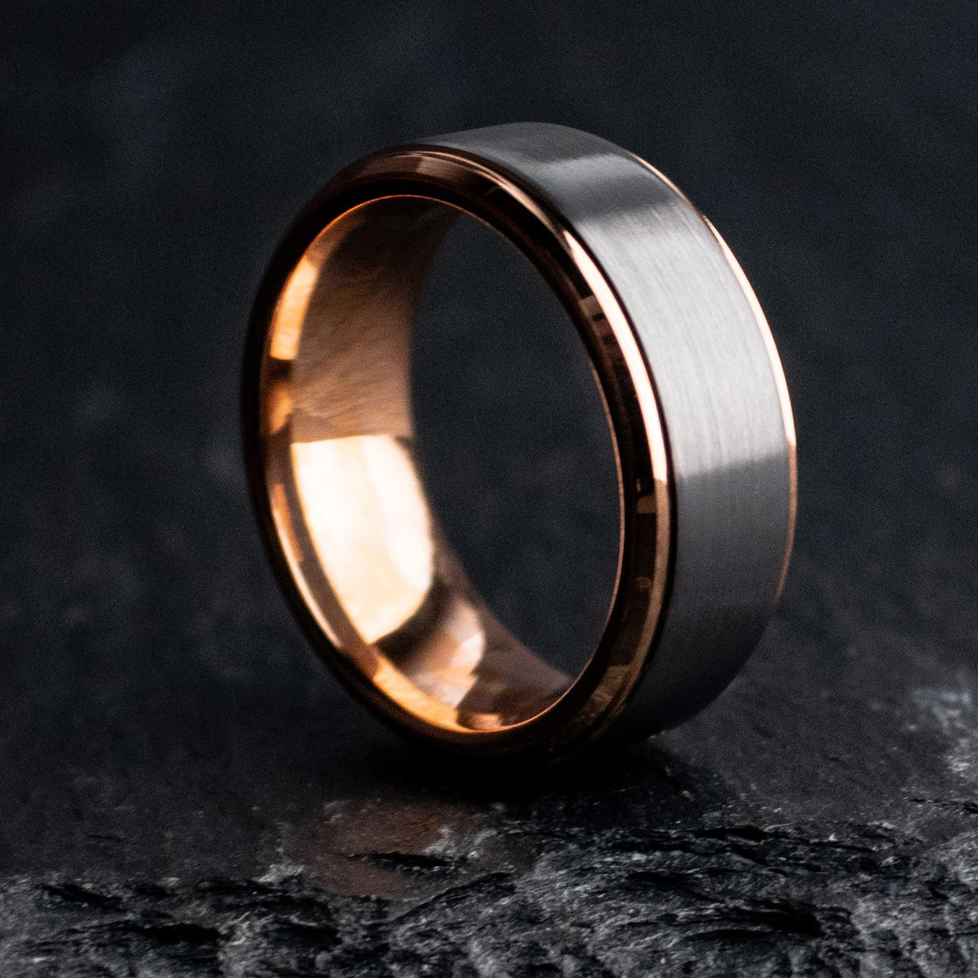 Tungsten and Rose Gold Ring