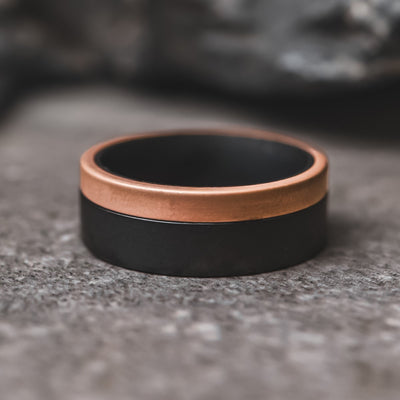 The Forge | Black and Rose Gold Men's Wedding Band Thorum