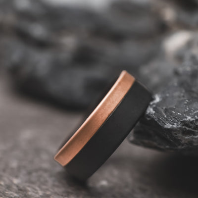 The Forge | Black and Rose Gold Men's Wedding Band Thorum