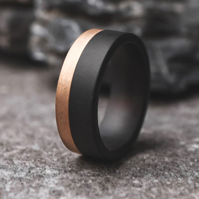 The Forge | Black and Rose Gold Men's Wedding Band Thorum