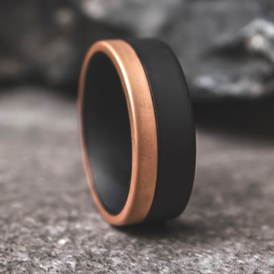 The Forge | Black and Rose Gold Men's Wedding Band Thorum