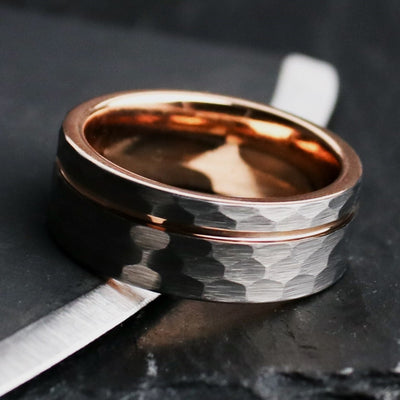 Unique Hammered Rose Gold Wedding Ring | Thorum