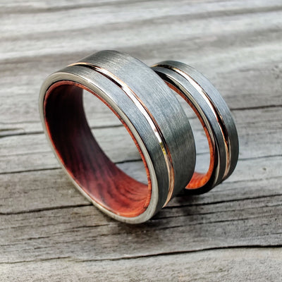 Rose Gold and Wood Wedding Ring Set | Thorum