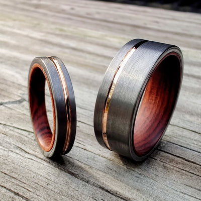 Rose Gold and Wood Wedding Ring Set | Thorum