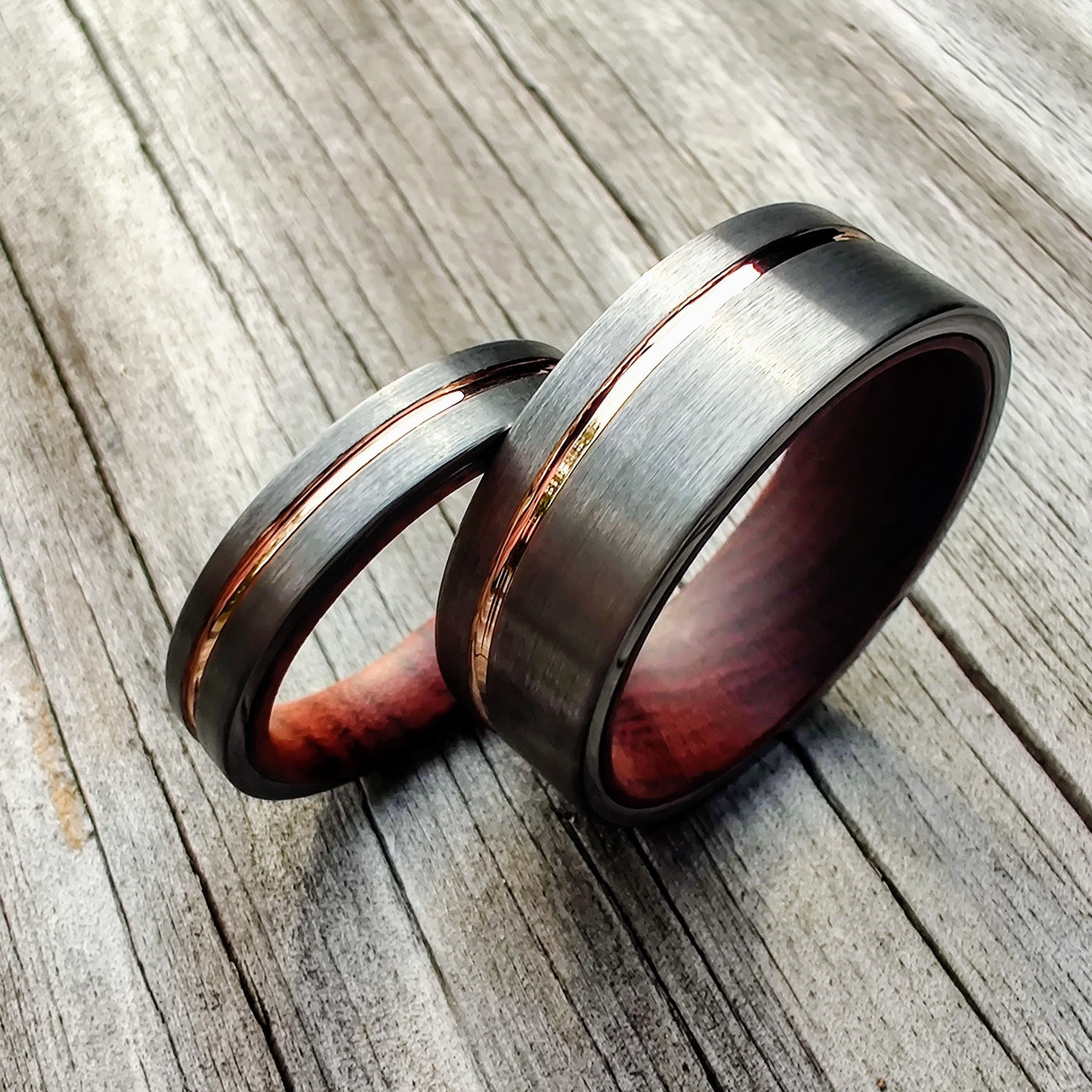 Rose Gold and Wood Wedding Ring Set | Thorum