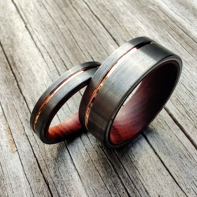 Rose Gold and Wood Wedding Ring Set | Thorum