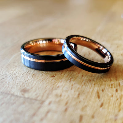 Black Rose Gold Wedding Ring Set | Thorum
