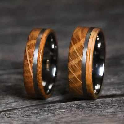 Whiskey Barrel Wedding Ring Set from Thorum