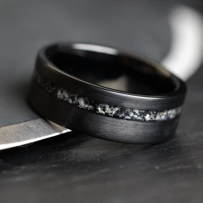 The Sistine | Men's Church Marble Black Wedding Ring | Thorum