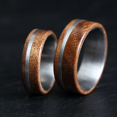 The Timber Set | Walnut Wedding Band Set | Thorum