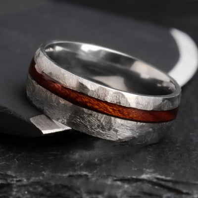 The Vitae | Men's Hammered Iron Wood Wedding Ring | Thorum