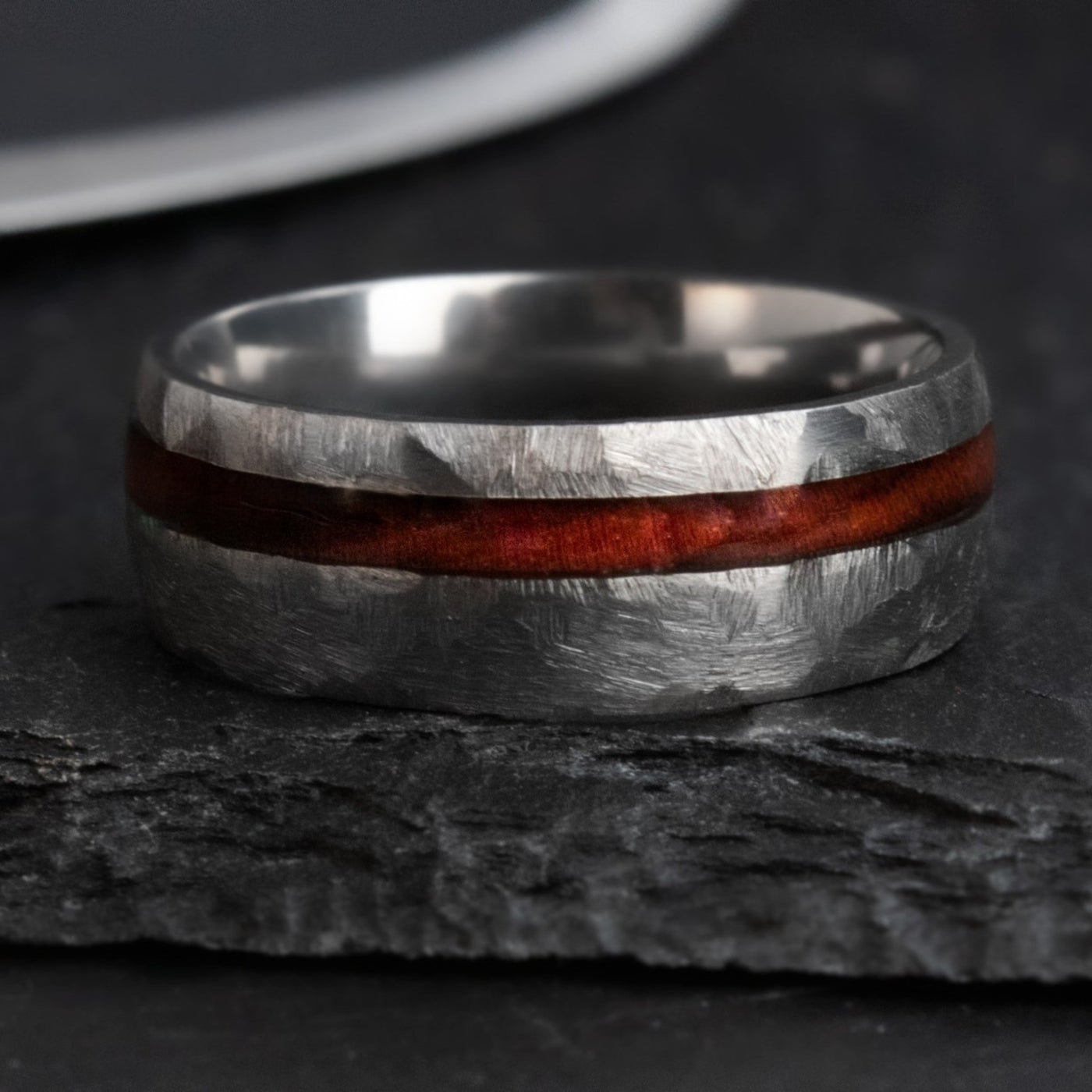 The Vitae | Men's Hammered Iron Wood Wedding Ring | Thorum