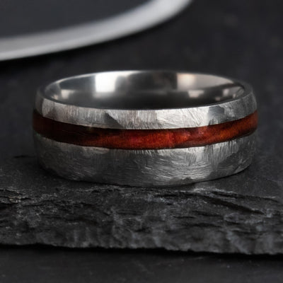 The Vitae | Men's Hammered Iron Wood Wedding Ring | Thorum