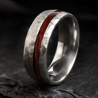 The Vitae | Men's Hammered Iron Wood Wedding Ring | Thorum