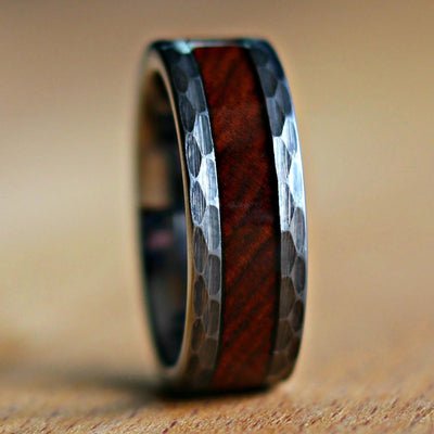 The Zeus | Men's Hammered Desert Ironwood Ring | Thorum