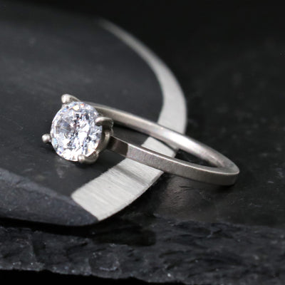 Titanium and Cubic Zirconia Engagement Ring