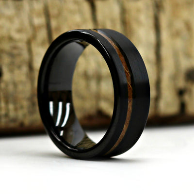 Black Barrel Tungsten Ring 